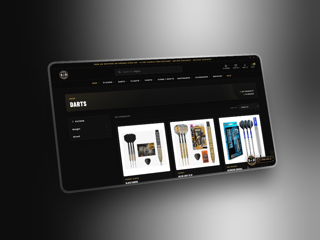 S&D Darting Dynamics darts collection page