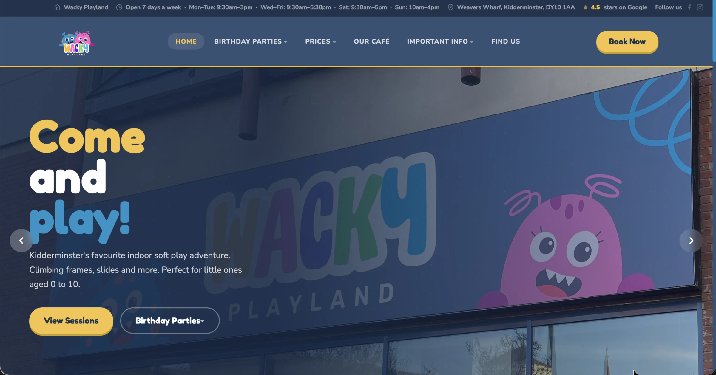 Wacky Playland homepage